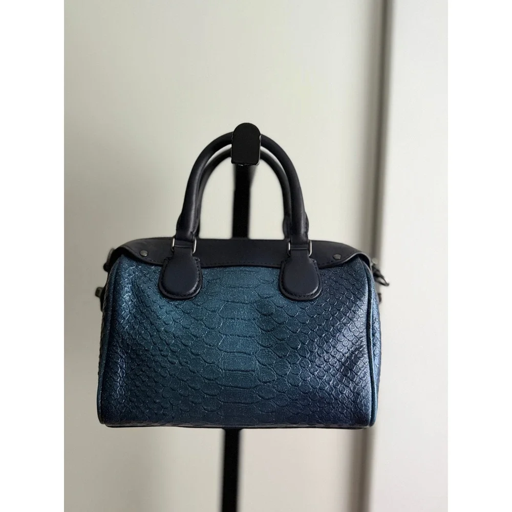 Coach Mini Bennett Leather Crossbody Bag - Blue Snakeskin